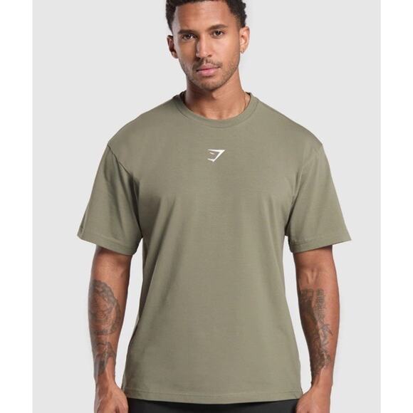 Gymshark Mens Short Sleeve Tee Shirt Olive Green Graphic Size Small Gorgeous! - Picture 1 of 9